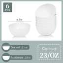 Melamine Cereal Bowls - 23oz White Bowls, Soup Bowl, 6PCS Salad Bowl, Set of 6, Unbreakable, Dishwasher Safe, White