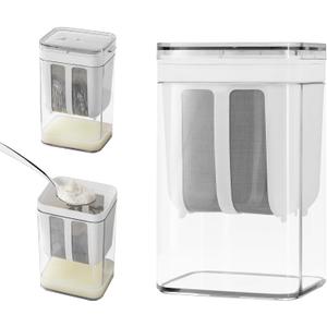Greek Yogurt Strainer, 1100ml Multi Yoghurt Maker Strainer with Fine Mesh Bag & Lid for Thick Greek Yogurt, Soybean Milk, Kefir, Berries, Soup, Fruit Juice, Coffee, White