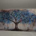 Rahieay Tree Wall Art, Turquoise Nature Tree of Life Abstract Canvas Painting Textured Painting Pictures Large Landscape Artwork for Living Room Bedroom Bathroom Office Home Decor