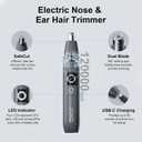 JISHO Rechargeable Ear and Nose Hair Trimmer for Men Women-12000 RPM Powerful Motor with Dual Edge Blades, Waterproof, USB Type-C, Easy to Clean Travel Size