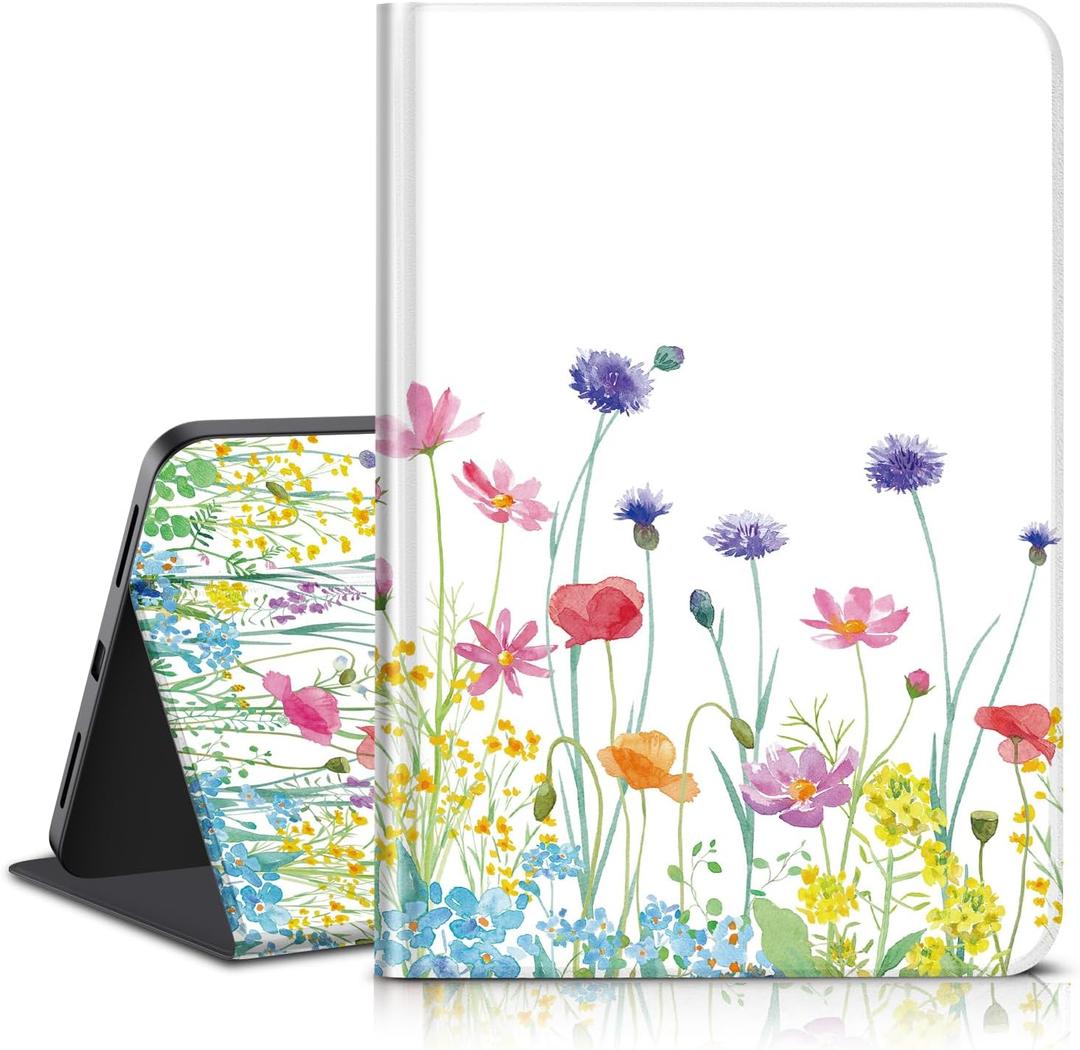 Case for iPad 10th Generation 2022 iPad 10.9 Inch - Multi-Angle Viewing & Auto Wake/Sleep, PU Leather Protective Folio Stand Cover for iPad 10th Gen 10.9 inch 2022, Soft TPU Back, Colorful Flower