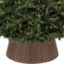 Christmas Tree Collar, 23 D Handmade Artificial Rattan Wicker Christmas Stand Tree Collar Basket Base Cover for Holiday Decoration