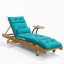 Outdoor Lounge Chair Cushions with Pillow, Olefin Waterproof and Fade Resistant Patio Pool Chaise Lounge Cushions Replacement for Outdoor Indoor Furniture with Ties, 74 x 22 x 4.5 Inches, Turquoise