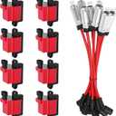 8Pcs UF271 Square Ignition Coils with 748UU 8mm Spark Plug Wires Set Compatible with Chevy Silverado Suburba Tahoe, Cadillac, GMC Sierra Yukon Hummer 4.8L 5.3L 6.0L, Replace# D581 M8-48322R