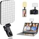 60 LED Portable Selfie Light Video Conference Lighting with Clip & Camera Tripod Adapter Rechargeable 2200mAh CRI 97+, 3 Light Modes for Phone iPhone Webcam Laptop Photo Makeup (Black)