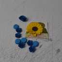 Nezyo 30 Pack Flower and Butterfly DIY Set DIY Graduation Cap Decorations 18 Pcs Flower Heads 12 Pcs 3D Butterfly Decorations Flat Back Roses Yellow Sunflower Heads for Grad Hats(Blue, Yellow)