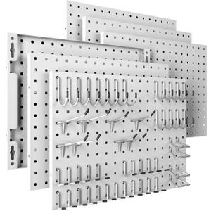 Spampur Peg Board, 6 Pack Metal Pegboard Panels White Pegboards Wall Organizer with 50 Hooks, Heavy Duty Peg Board for Walls Home, Garage Tool Storage, Office Organization, Craft Room, Kitchen