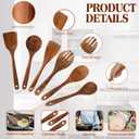 KitchenClick 7-Piece Wooden Spoons for Cooking  Premium Teak Wooden Utensil Set, Nonstick & Heat-Resistant Wooden Cooking Utensils, Durable & Lightweight Spoon Set for Kitchen, Baking & Serving
