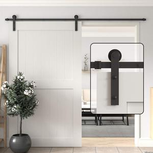 WINSOON 8FT/244CM Sliding Door Track System Barn Door Hardware Sliding Door Kit for Single Wood Door, Frosted Black Carbon Steel I Shape Hanger (Single Door Kit) WINSOON 8FT/244CM Sliding Door Track System Barn Door Hardware Sliding Door Kit for Single Wood Door, Frosted Black Carbon Steel I Shape Hanger (Single Door Kit)