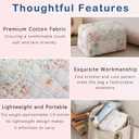 RSRSLEII Small Quilted Cotton Makeup Bag, Aesthetic Cosmetic Bag, Cute Floral Makeup Pouch, Kawaii Trendy Preppy Travel Toiletry Bag for Women and Girls (06 Mixed Flowers)