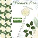 Zeyune 200 Pcs Artificial Rose Flowers Foam Fake Rose Bulk Faux Flower with 100 pcs Stem for DIY Wedding Bouquet Centerpieces Floral Arrangement Bridal Shower Party (White)