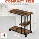 HOMESTEAD C Shaped End Table with Wheels, 3 Tier Rolling Side Table for Couch, Narrow Sofa Side Table with Storage Shelves for Living Room, Bedroom, Small Spaces, 23.6 inches x 11.8 inches x 24.8 inches