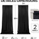 Black Satin Backdrop Curtains 2 Panels - Glitter Photo Drapes for Baby Shower, 10x10FT Shimmer Back Drop Cloth, Wrinkle Free for Birthday Party Prom Wedding Photoshoot Background
