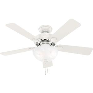 Hunter Fan Company, 50905, 44 Inch Ceiling Fan with Light, Swanson Fresh White LED Fan, Pull Chain