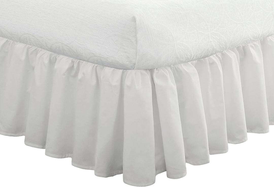 Fresh Ideas Bedding Ruffled Bed Skirt, Classic 14 Drop Length, Gathered Styling, Cali King, White
