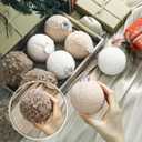 Soulchen12 Pcs 3.15 Inch Neutral Fur Christmas Ball Bulk Sherpa Christmas Tree Ornaments Round Hanging Decoration for Party Supplies Holiday Rustic Fireplace Mantel Home Wall Decor