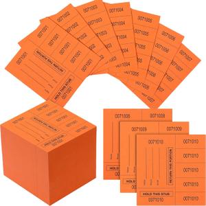 Kosiz 1000 Sheet 5 Bid Raffle Tickets Chinese Auction Tickets Sheets Auction Fundraiser Ticket Numbered with Name and Phone Number Per Sheet Raffle Tags for Silent Bidding (Orange)