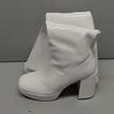 DREAM PAIRS Women's Platform Knee High Boots Chunky Block Heel Side Zipper Cute Gogo Boots (8, White-pat)