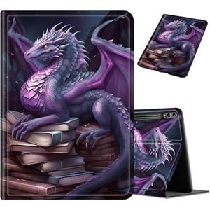 Case for Samsung Galaxy Tab S10 Ultra/Tab S9 Ultra 14.6-Inch, Slim Shockproof Folio Stand Cover with Auto Wake Sleep, Multi-Angle Viewing, PU Leather Protective Tablet Case, Dragon Book Art