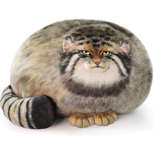 Pallas Cat Stuffed Animal, 45cm/18inch Steppe Cat Plush Cute Plushies for Girls, Kitten Soft Plush Throw Pillow Doll Big Plush Toy Decoration Doll Gift for Kids, Boys, Girls Birthday Christmas