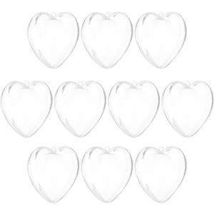 uxcell 10 Pcs Clear Fillable Heart Ornament, 3.1 Inch Hanging Plastic Balls Transparent Heart Shaped Decor Christmas Sphere for DIY Craft, Party, Wedding