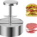Burger Press, Adjustable Hamburger Prees Patty Maker 4.52" - Non-Stick Mold and Spring Button 304 Stainless Steel Burger Patty Press Making Patties for Beef, Vegetables, Meat, BBQ, Party Grill