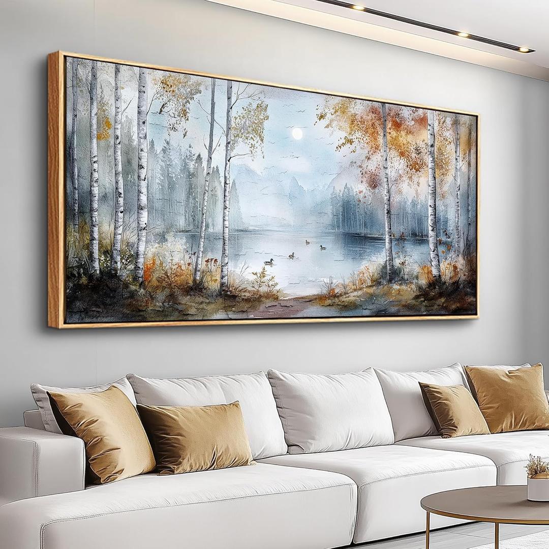 QIYILEXWART Canvas Wall Art For Living Room Large Wall Decor For Office Bedroom Decorations Birch Forest Landscape Pictures Farmhouse Painting Artwork Room Wall Mural Aesthetic Home Decor 30x60 In