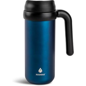 Manna Mocha Double-wall Vacuum Insulated Travel Mug with Leak-proof Easy-Align Lid - 16 Oz - Sapphire