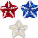 WEBEEDY 3 Colors Starfish Beaded Patches Sew on Pearl Rhinestone Sea Star Patches 3D Decorative Sea Animals Embroidery Patch Applique for Clothes Bag Pants Shoes Summer DIY Decoration Accessories
