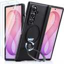 TORRAS Q3 Spin for Samsung Galaxy Z Fold 8 Ultra Case, 360 Magnetic Stand | MIL-Grade Hinge Protection, Compatible with MagSafe, 360 Kickstand, Armor, Shockproof, 2 Screen Protectors, Black