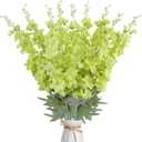 16Pcs Green Delphinium Artificial Flowers Larkspur 33.5'' Long Stem Fake Silk Green Flowers for Tall Vases for Home Wedding Party Table Centerpiece Floral Arrangement (Light Green)