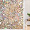 LUTE Window Privacy Film, Rainbow Window Film, 3D Decorative Stained Glass Cling, Non-Adhesive Vinyl Static Cling Removable Glass Sticker, Sun UV Blocking Covering for Home, Brown, 17.5 x 78.7 inches