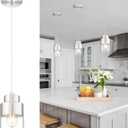 Pendant Lights Kitchen Island, Brushed Nickel Dual Shade Hanging Lights Fixtures with Metal and Clear Glass, Modern Kitchen Pendant Lighting Over Island for Dining Room, AD-24022-1P-SN