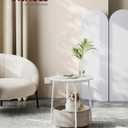 VASAGLE LILEA Collection - Small Round Side End Table, Modern Nightstand with Fabric Basket, Matte White and Camel Brown ULET223W10, Round + 1 Pack