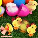 LEASEN 12 Pack Easter Eggs Filled with Wind-up Bunny Chicken Toys, Easter Eggs Fillers with Jumping Bunnies Chicks Stuffed for Easter Hunt, Easter Party Favor, Basket Stuffers Fillers