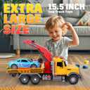 15" Large Tow Truck Toy,Friction Powered Transport Truck Crane Toy with Lights and Sounds,with Roadster,Kids Toys for 3 4 5 6 7 Years Old Boys Girls Gifts