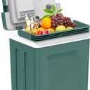 SHAREWIN Electric Cooler & Warmer with Handle 26.5 Quart/25L Portable Thermoelectric Fridge for Vehicles & Trucks with 110V AC & 12V DV, 12V Car Cooler for Camping, Travel Green