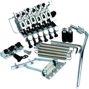 Double Rocking Tremolo Bridge, 6 String Electric Guitar Spring Stabilizer Device Double Vibrato System Tailpiece Saddle Playing Accessories Replacement (S1000 Chrome, 42mm String Lock Length)