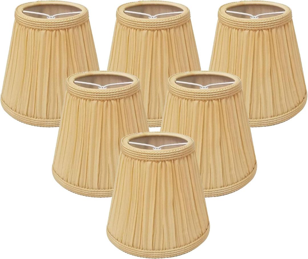Royal Designs, Inc. CS-1054-5AGL-6 Designer Mushroom Pleat Empire Chandelier Lamp Shade, 3 x 5 x 4.5, Antique Gold, 6-Pack