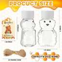 96 Sets 2 oz Plastic Honey Bear Bottle Bear Shape Clear Empty Honey Jar 96 Tags 2 Rolls Jute Rope Honey Containers Empty Honey Dispenser for Baby Shower Party Favors Gifts (White Lid)