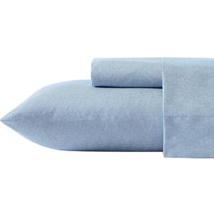 Nautica - Twin/Twin XL Bed Sheets, Deep Pocket Fitted Sheet and Pillowcase Set, Casual Bedding Set, Dorm Essentials (Herringbone Coastal Blue)