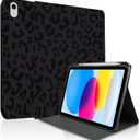 TopPerfekt Case for iPad 11th (A16) 11-inch 2025 / for iPad 10th Generation 10.9-inch 2022, Stand Folio Case Cover with Pencil Holder for Kids, Boys, Girls, Anti-Slip and Anti-Shock - Leopard Black