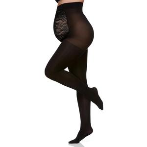 Berkshire Maternity Tights with Lace Panel - Style 5701 (D, Black)