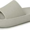 Menore Slippers for Women and Men Quick Drying, Parent-Child EVA Open Toe Soft Slippers, Non-Slip Soft Shower Spa Bath Pool Gym Beach House Sandals for Indoor & Outdoor (4-4.5 Women/3-4 Men, Light Khaki)