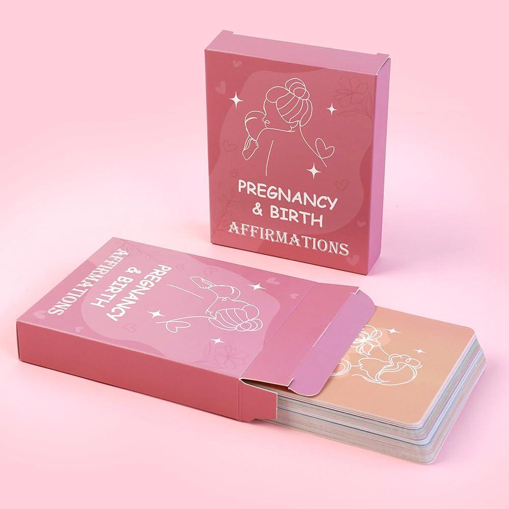 YOKSAS 50 Pregnancy Affirmation Cards for Expecting & New Mothers - Bohemian Double-Sided Motivational Cards for Pregnancy, Birth & Postpartum | Inspirational Gift Set for Moms