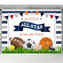 Lofaris A Little All Star is On His Way Baby Shower Backdrop Boys Sports Birthday Background Football Basketball Tennies Golf Newborn Baby Party Decorations Banner Photo Studio Booth Props 7x5ft