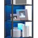 VASAGLE 6-Tier LED Bookshelf, Display Shelf with Dimmable Lights, LED Bookcase with Steel Frame, 11.9 x 15.7 x 70.3 Inches, for Living Room, Bedroom, Office, Black with Wood Grain ULLS121B56