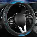 PU Leather Steering Wheel Cover 14.5-15 Inch, Carbon Fiber Style Grip, Non-Slip & Breathable, Universal for Sedan SUV Truck Van, Car Steering Wheel Cover for Men Women Light Blue
