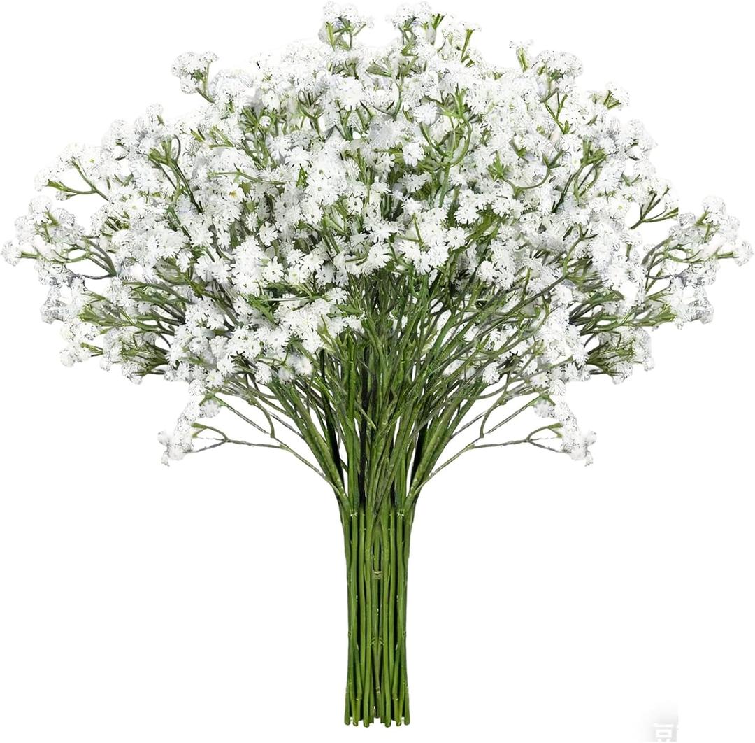 21" Baby Breath Artificial Flowers White, 30 Pcs Real Touch Fake Gypsophila Flower Bulk for Wedding Centerpieces Tables Decoration