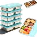 6 PCS Stainless Steel Snack Containers, Double Compartment Reusable Food Storage, Dishwasher-Safe & Leak-Proof, Ideal for Travel, Outdoor Camping, Work and Daily Use